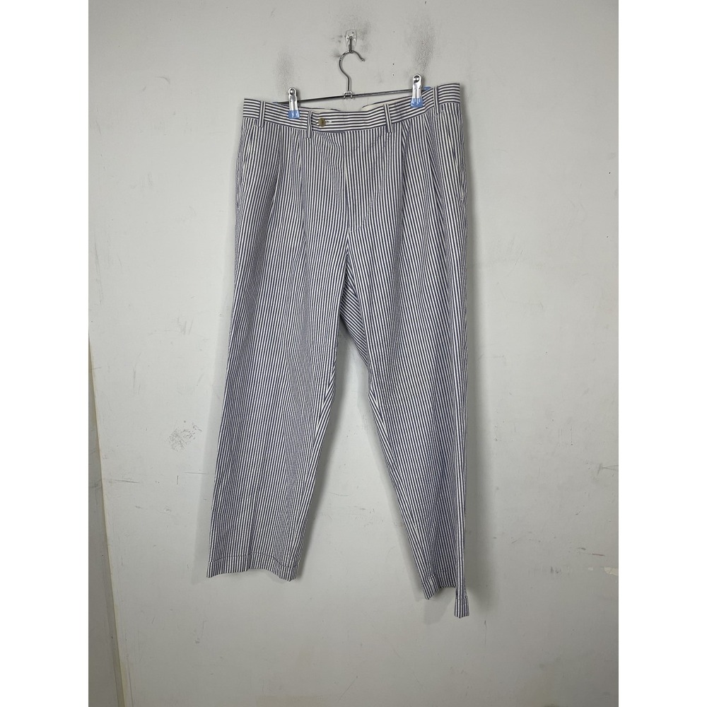 CHAPS‎ Men's Blue White Stripe Seersucker 100% Cotton Casual Pants 36x30 Preppy